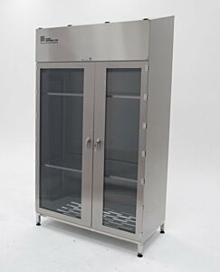 Garment Cabinet; 304 SS, SDPVC Windows, 52"W x 26.5"D x 94"H, Shelves, Reinforced Doors
