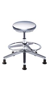 Stool; ISO 8, Tubular Steel, Cast Aluminum, 14" - 19", Glides, W/O Footring, Traxx TXA-L-HG, Biofit